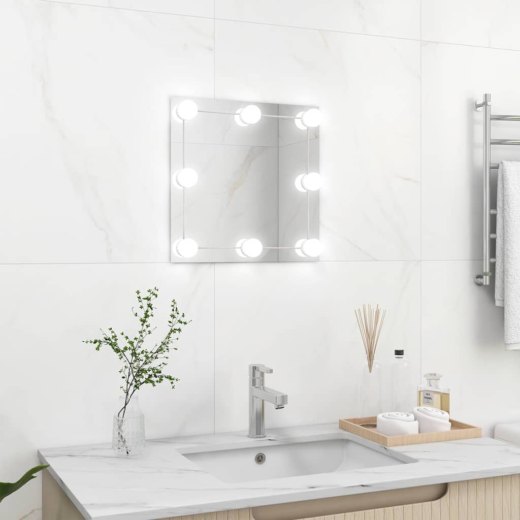 Vidaxl Wall Mirror With LED Lights, Square, Glass
