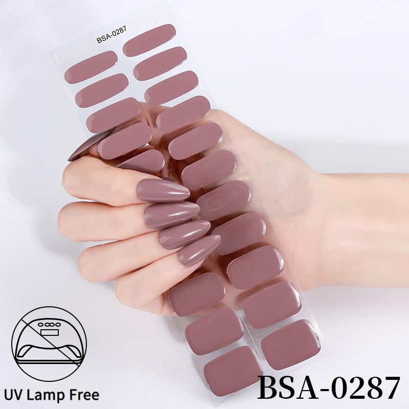Waterproof Super Sparkle Gel Nail Stickers (Solid Color, UV-Free, No Lamp Required)