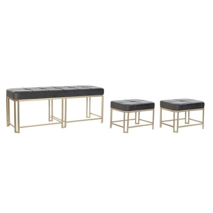 Banquette - Non spécifié - 120 x 40 x 47 cm - Velours gris métal - 2 places