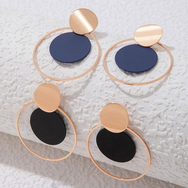 2025 New Products, Exaggerated Glossy Earrings, Red Painted Circle Geometric Earrings