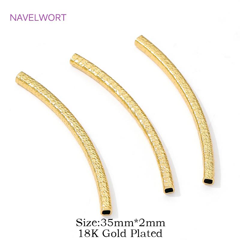

2mm*35mm Brass Texture Tube Beads 18K Gold Plated Tube Spacer Beads Connectors For Jewelry Making,DIY Bracelet Necklace Findings 15 Pieces