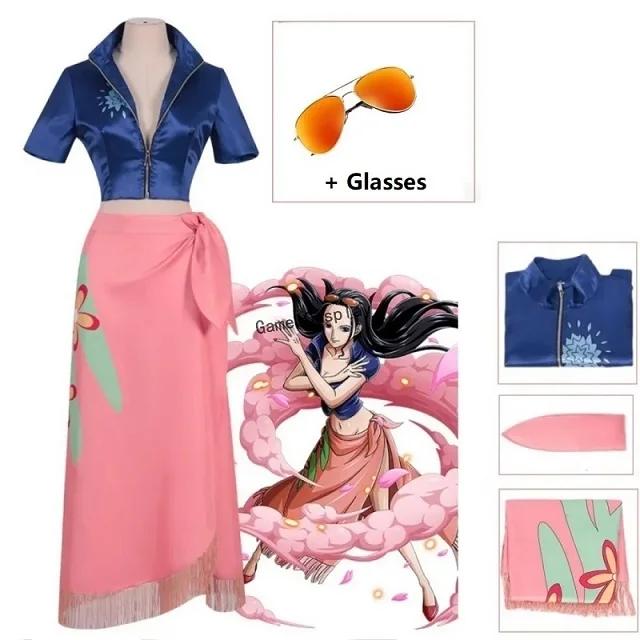 Nico Robin Cosplay Kostuum Jurk Outfits Anime Cosplay Kostuum Bril Pruik Pak Kostuums Voor Meisje Halloween Carnaval Feestpak S&ONE PIECE