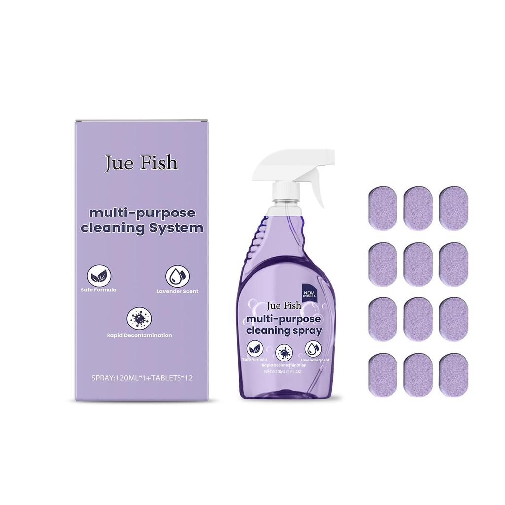 Jue Fish Univerzální rozpustná kostka 1 láhev nahrazuje 8 čisticích prostředků 120ml/500ml + Čisticí šumivé tablety