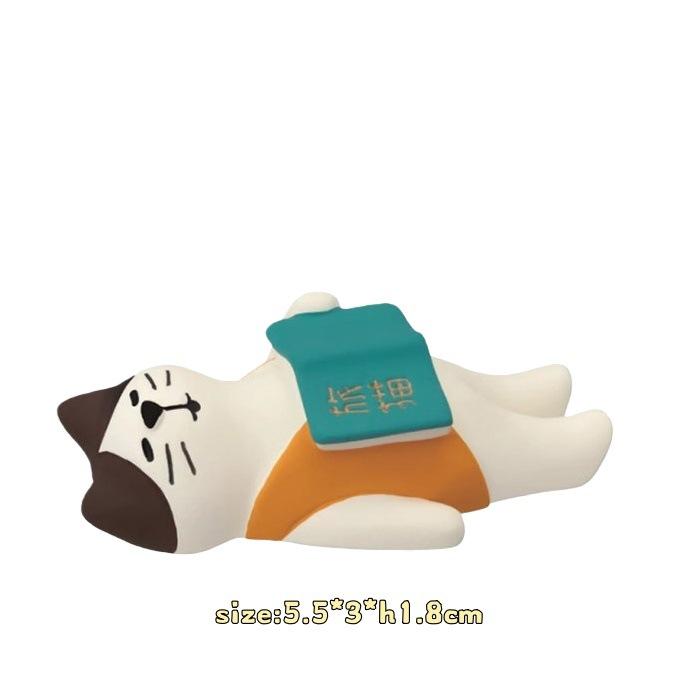 Japanese grocery zakka bookshelf reading micro scene ornament handmade DIY accessories Japanese cat resin small ornament