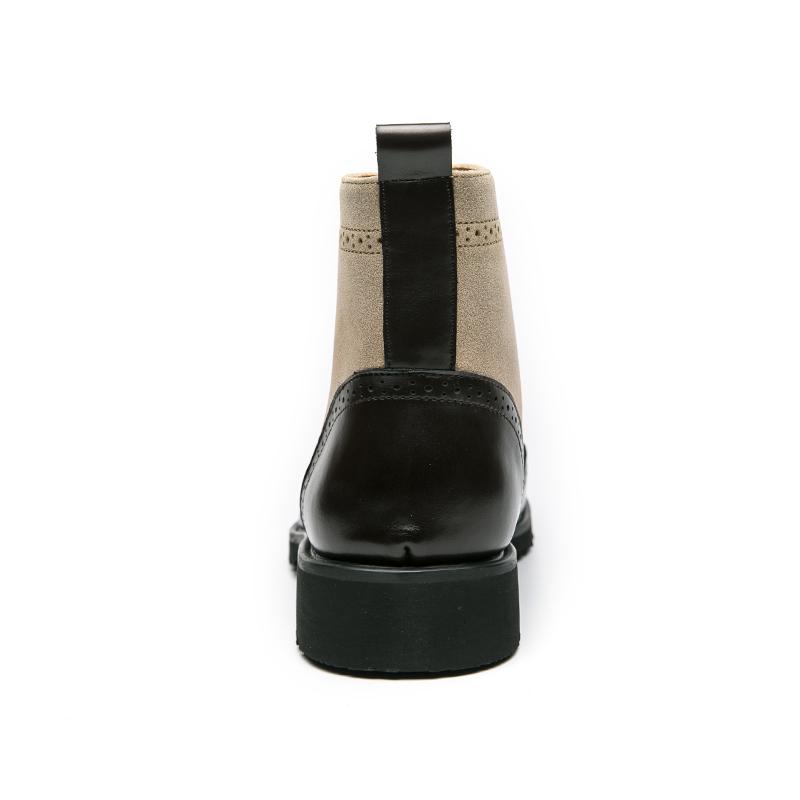 Men Green Brogues Motorcycle Casual Ankle Boots Wingtip Dress Formal High Top Leather Boots Over Sized