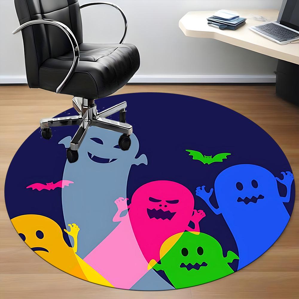 1PCGhost Halloween Office Round Area Rug,  Mat Suitable For Office, Under Office Chairs Bedroom Living Room Home Decor, Room Deco