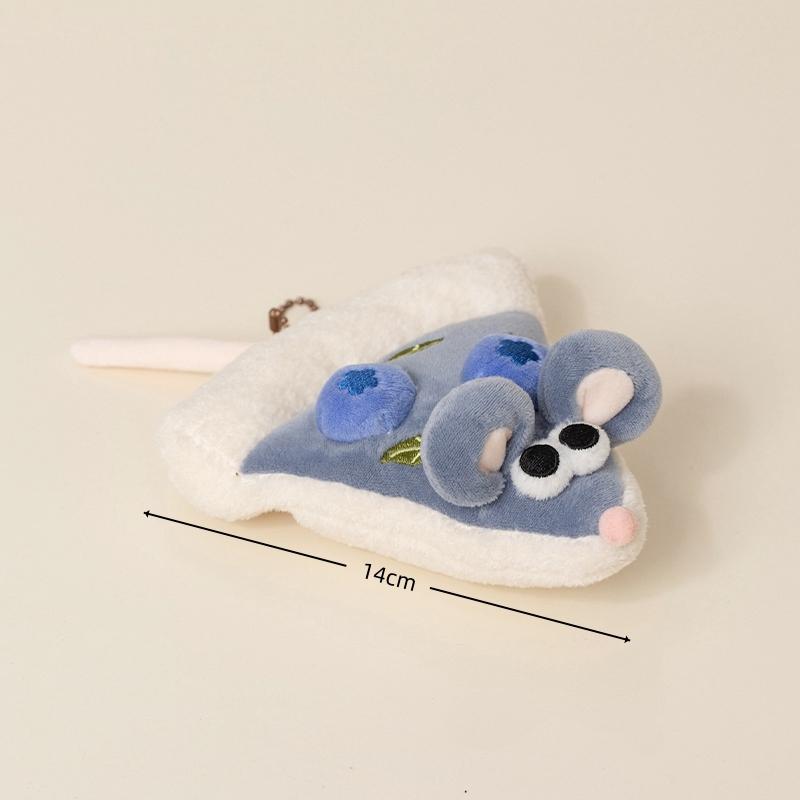 14 cm Kawaii Souris Pizza Peluches Jouets Porte-clés Mignon Animal en Peluche Doux Pendentif Poupée Sac Accessoires de Voiture Décor Cadeaux d'Anniversaire Enfants
