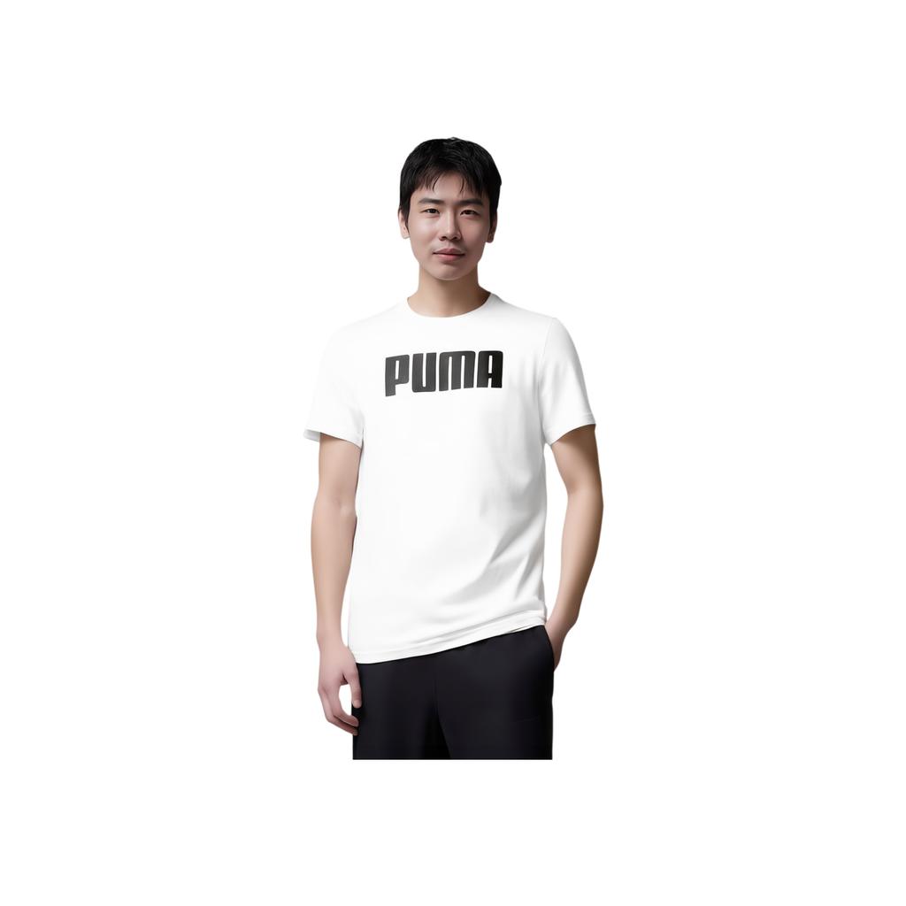 Puma Logo Print Crew Neck Casual Tee Men Tops White 845995-02