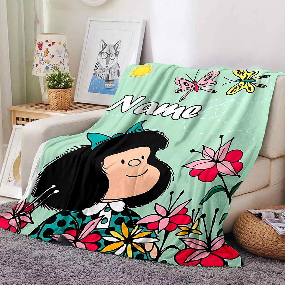 Customiz Name Personality Mafalda Blanket Soft &Warm Sofa Office Bed Travel Lunch Break Blanket, Gift Suitable All Seasons