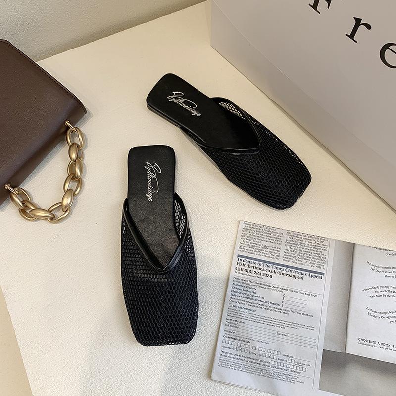 

Баотоу шлепанцы женские летние на плоской подошве модные для улицы простые нескользящие ленивые сандалии полые дышащие сетчатые женские туфли 39 чёрный