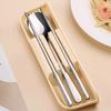 3 Pcs/Set with Storage Box Student Tableware Set Anti-slip Flateware Set Travel Cutlery Set  Camping