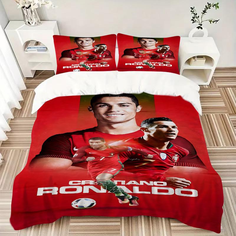 Ronaldo'S Soccer Legend Print 3Pcs Bedding Setduvet Cover With 2 Bedropillowcase Home Birthday Gift