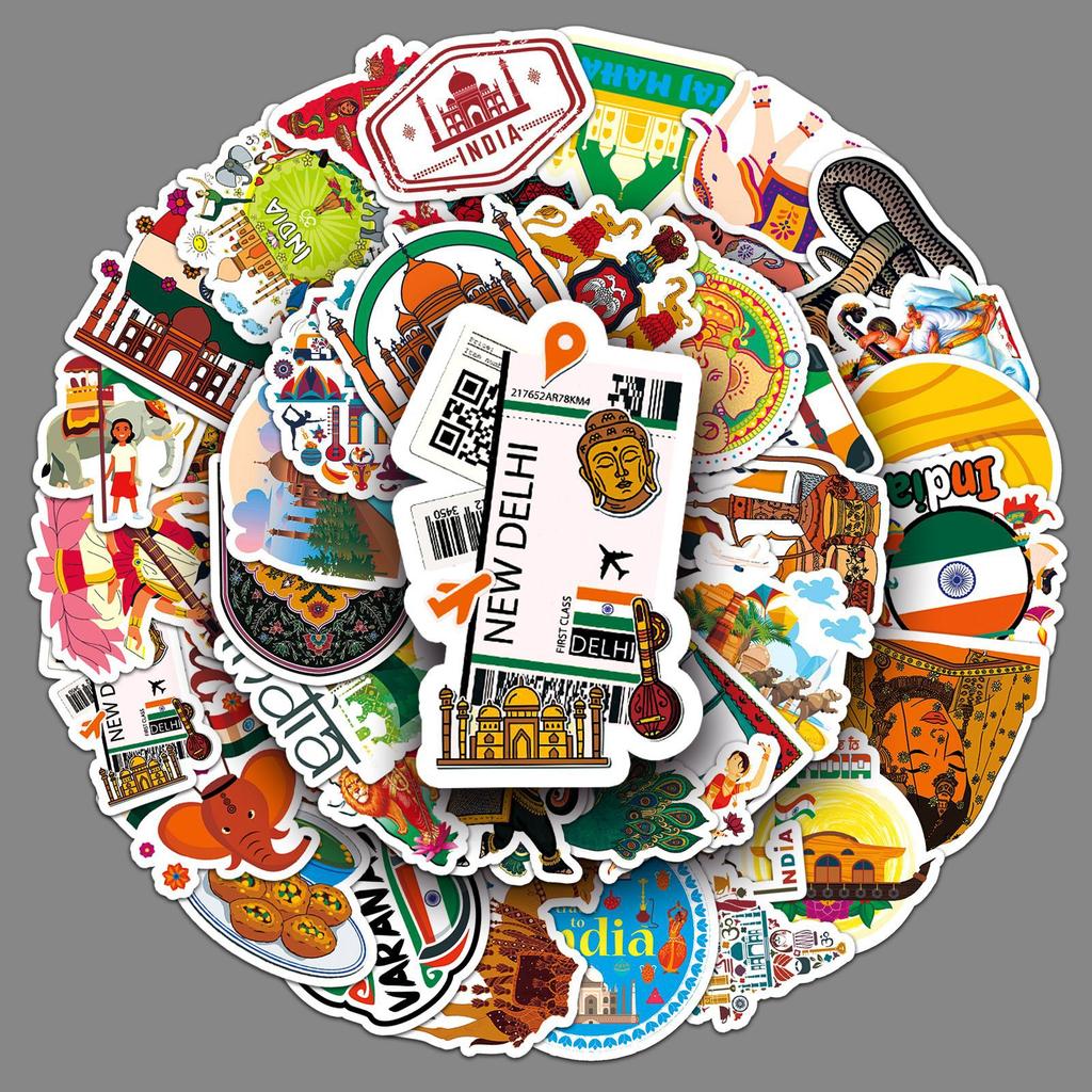 50 Indian Graffiti Stickers Personalized Outdoor Travel India Landscape Landmark Building Suitcase Stickers