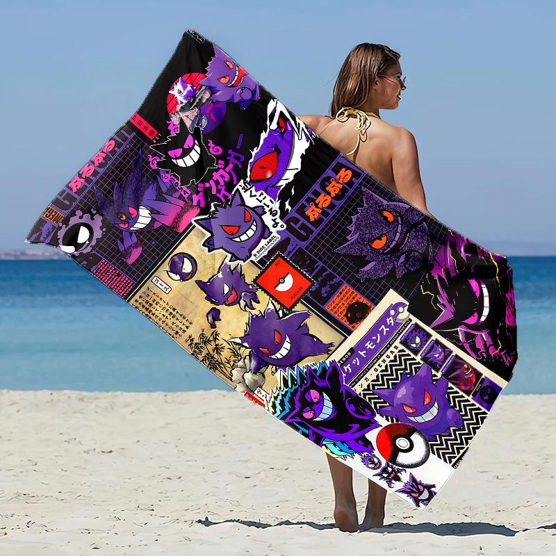 Children'S Bath Towel Gengar Towel Theme Beach Blanket Quick Dry Soft Swimming Towel For Beach Pool Bathyoga