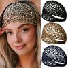 Women Headband Hollow Design Embroidery Lace Flower Elastic Headband with Imitation Pearl