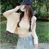 Spring and Autumn Gentle Wind Soft Waxy Twist V-Neck Sweater Jacket Sweet Design Niche Short Two-piece Knitted Sweater