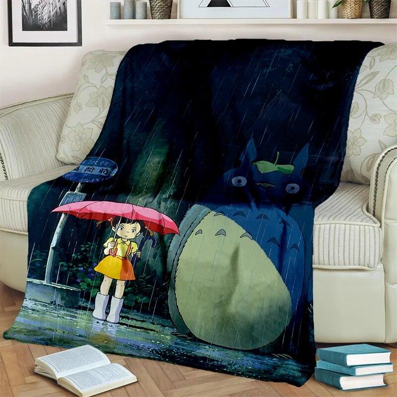 My Neighbor T-Totoro Anime Cartoon Blanket,Soft Throw Blanket for Home Bedroom Bed Sofa Picnic Travel Office Cover Blanket Kids