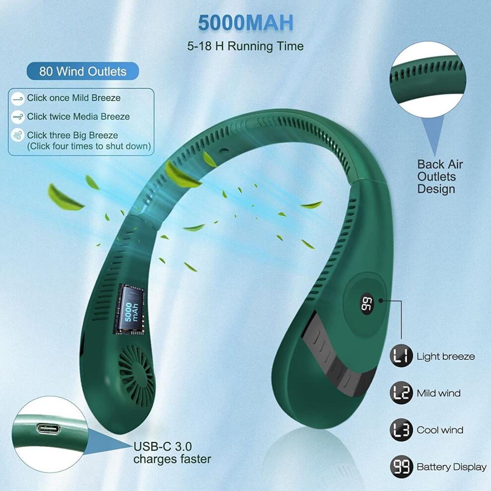 Bincy 3-Speed Built in Rechargeable Battery Personal Neck Fan