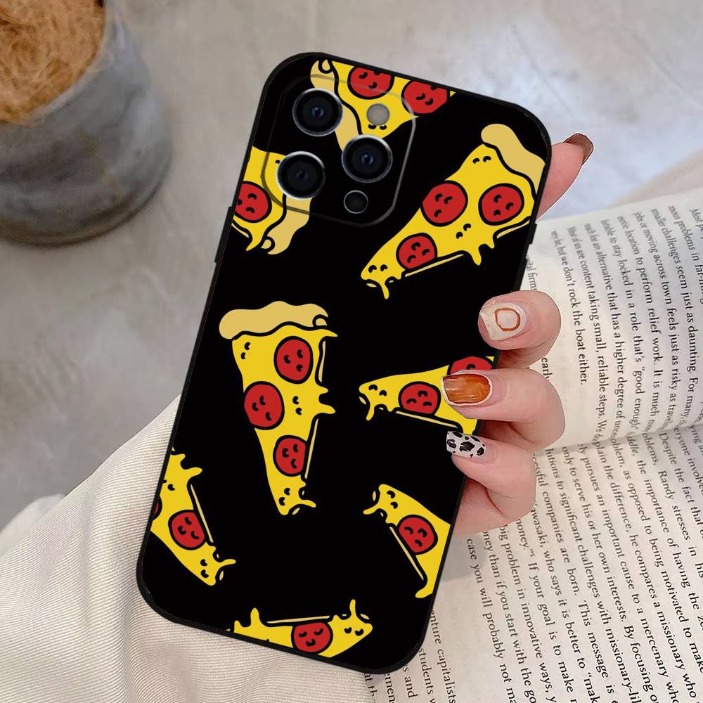 pizza Phone Case For iPhone 17, 16,15,14,13,12,11 Plus,Pro Max, Others Soft Black Cover