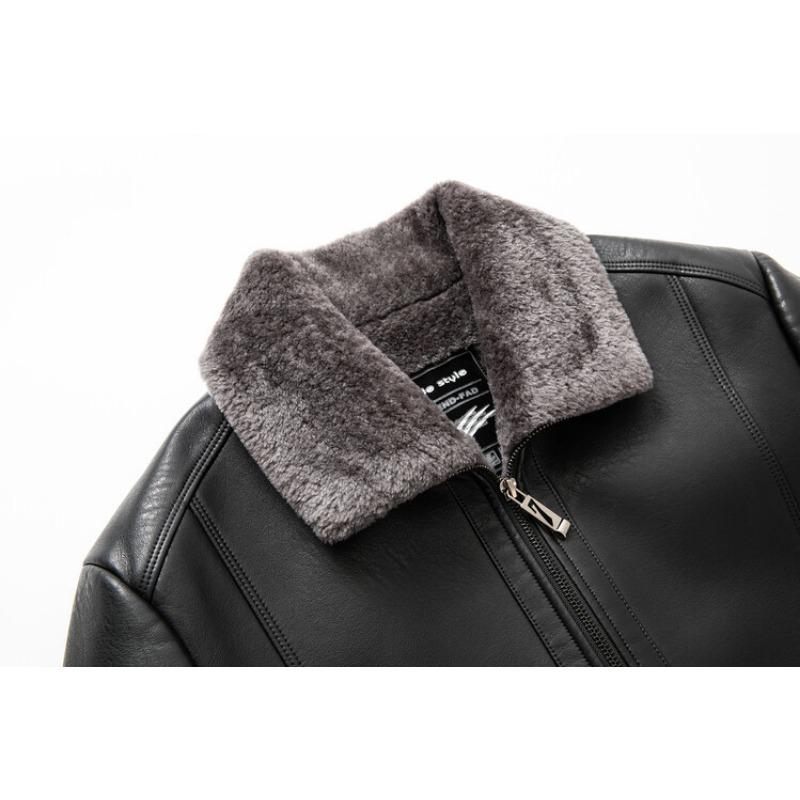 Men's Winter Leather Jacket for Middle-aged Dad, Winter Coat, Thickened Velvet and Warm, Middle-aged and Elderly Men's Leather Jacket, Men's Coat