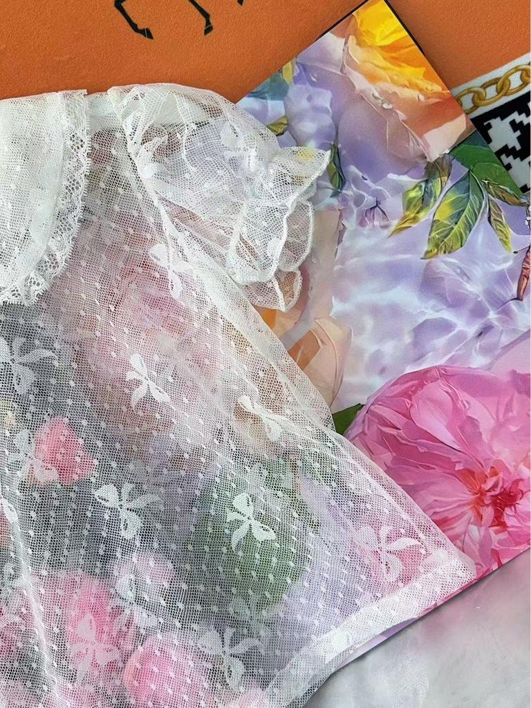 Girls' Lace Lolita Baby Doll Hollow Out Undershirt - New Super Soft Thin Solid Color Top