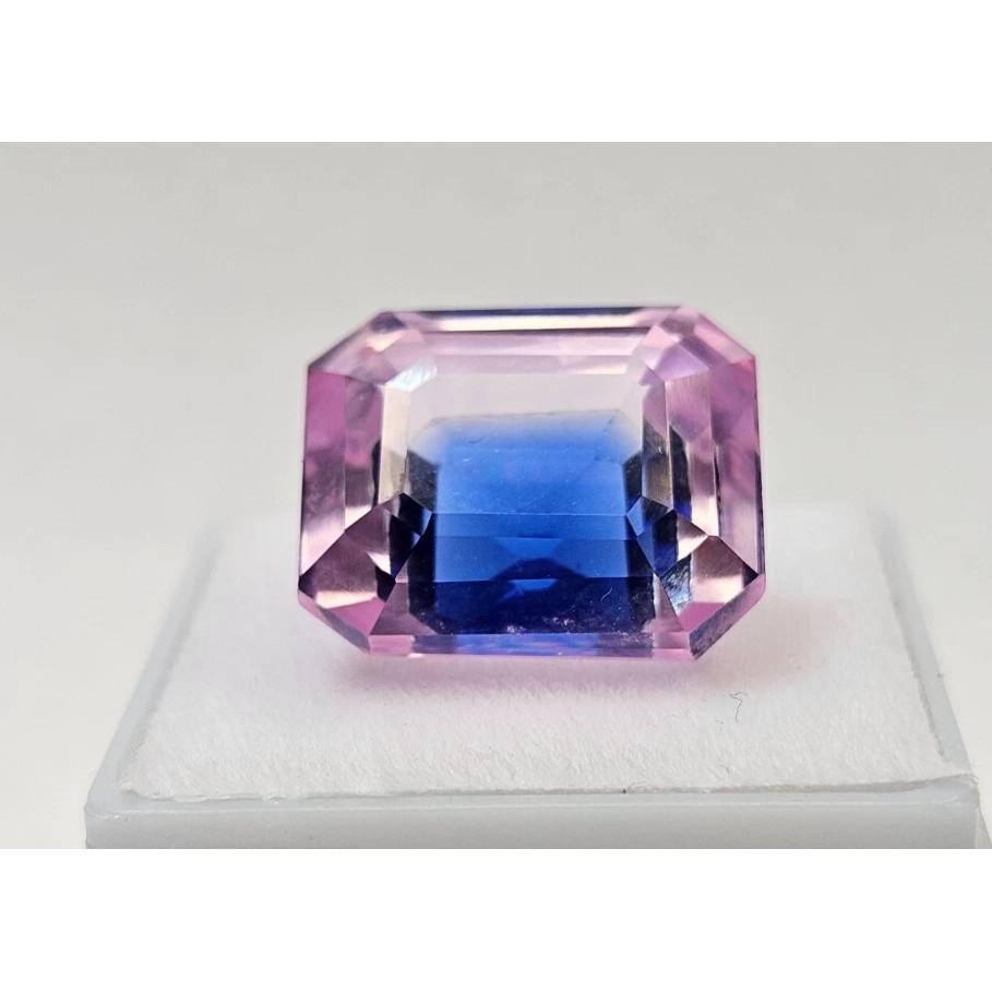 Beautiful Pitambari Sapphire Bi-Color Emerald Cut 20+ Ct Certified Gemstone