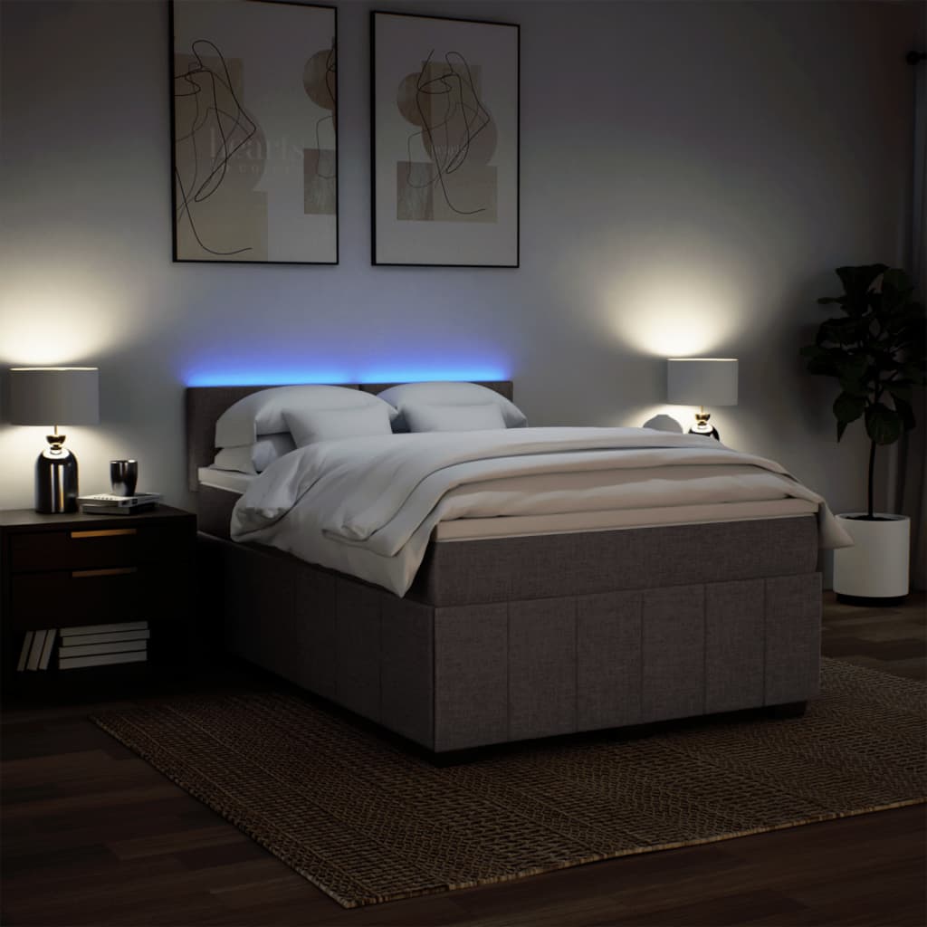 Vidaxl Letto Continentale Con Materasso, Taupe, Tessuto, 140X190 Cm