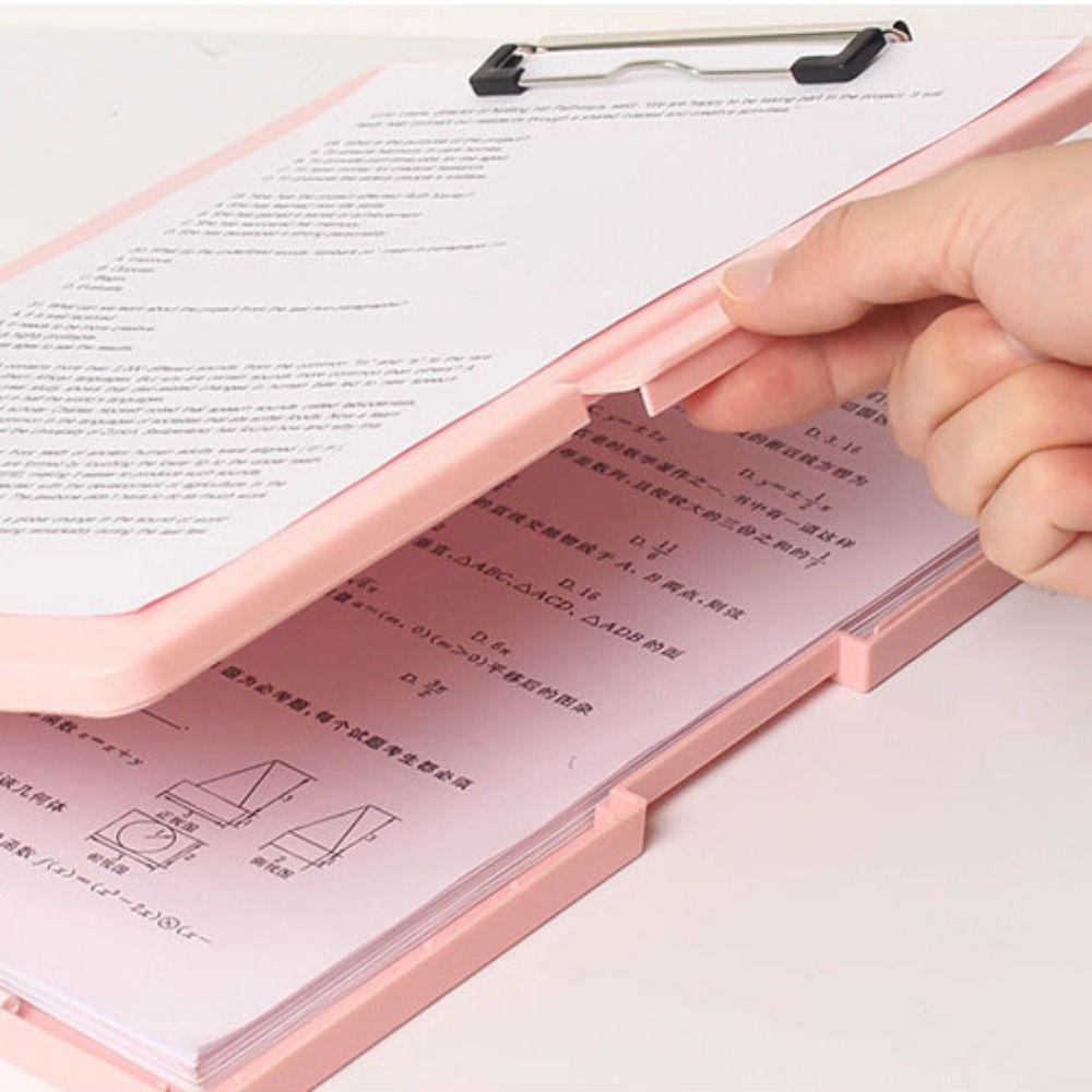 Side Opening Student Writing Pad Plastic Test Paper Storage Box Book Pad Clamp Writing Board  Home