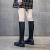 Middle Heel Shoes for Woman Elastic Round Toe Women's Boots Footwear Long New Rock Winter Knee High Shaft Quality Novelty
