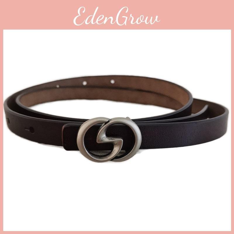 Women Cowhide Modern Belt Slim Leather Waist Belt Snap Closure Daily Outfits