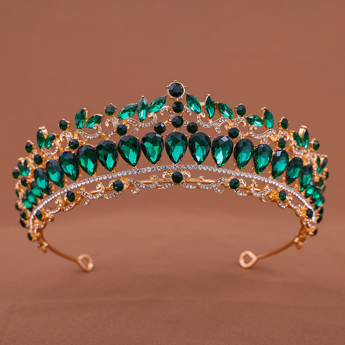 

Свадебная корона Аксессуары для волос Ретро Многоцветная Банкетная корона Тиара Сплав Стразы Аксессуары для свадебного платья