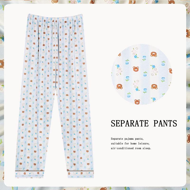 Spring/Summer Retro Floral Print Pajama Pants - Women's Korean Style, Suitable for Casual Wear, Loose Fit, Ideal for Spring and Autumn.