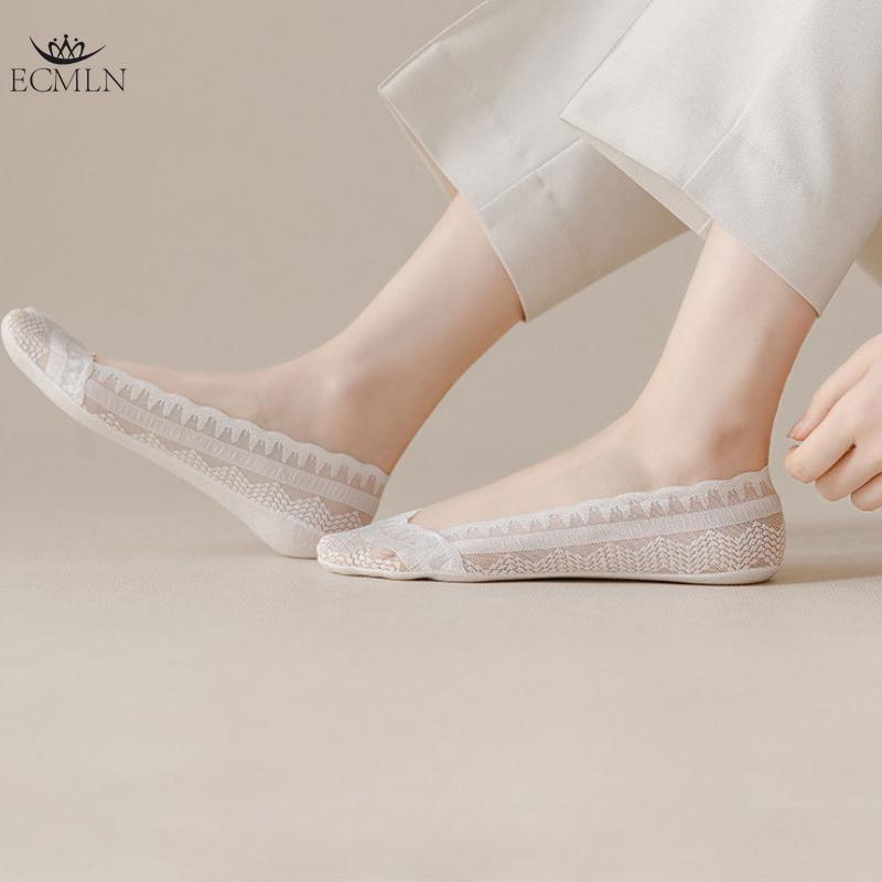 Women Summer Thin Non-slip Sock Invisible Short Lace Boat Socks