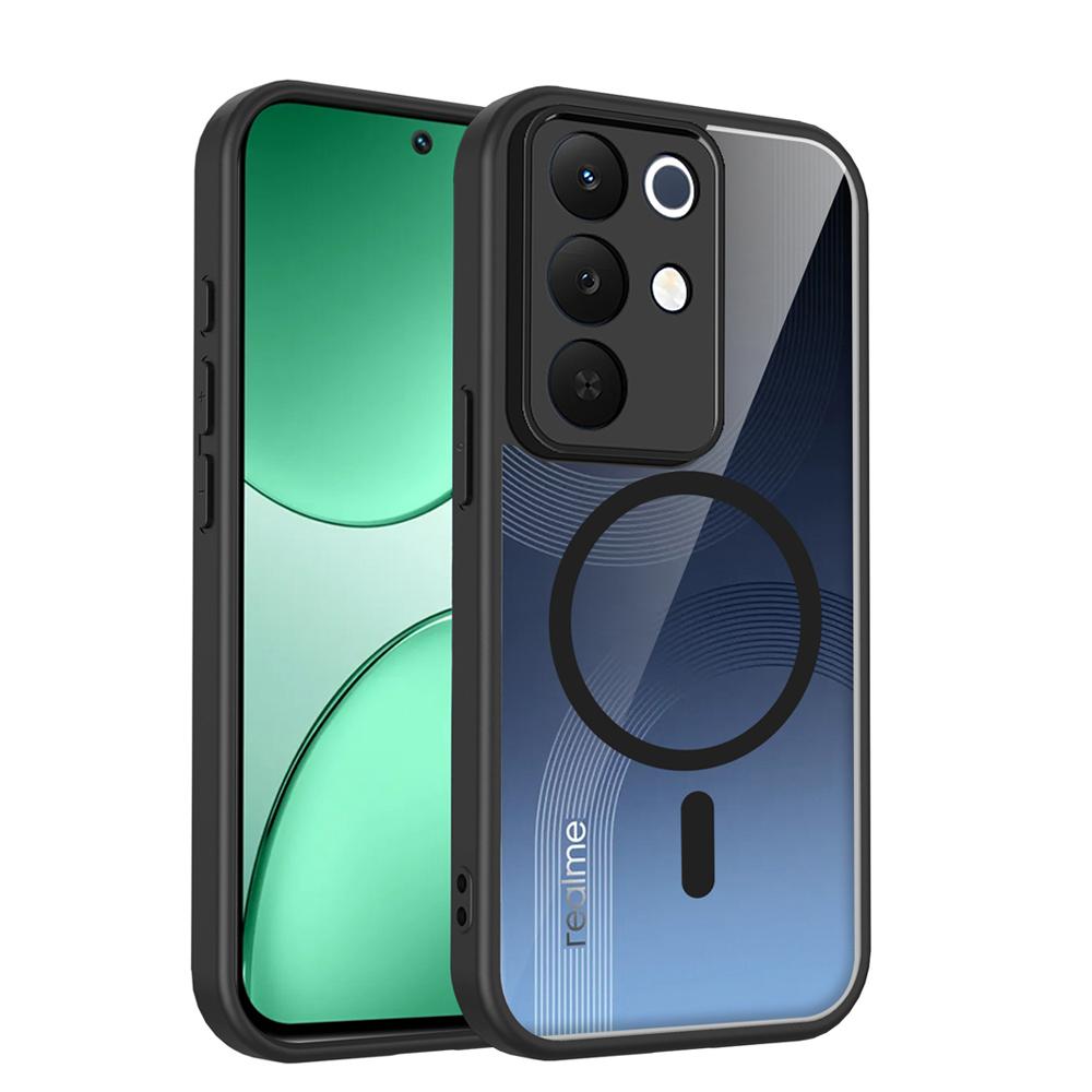 KEYSION Transparent Magnetic Phone Case for Realme C85 5G Soft Silicone+PC HD Clear Shockproof Back Cover for OPPO Realme C85