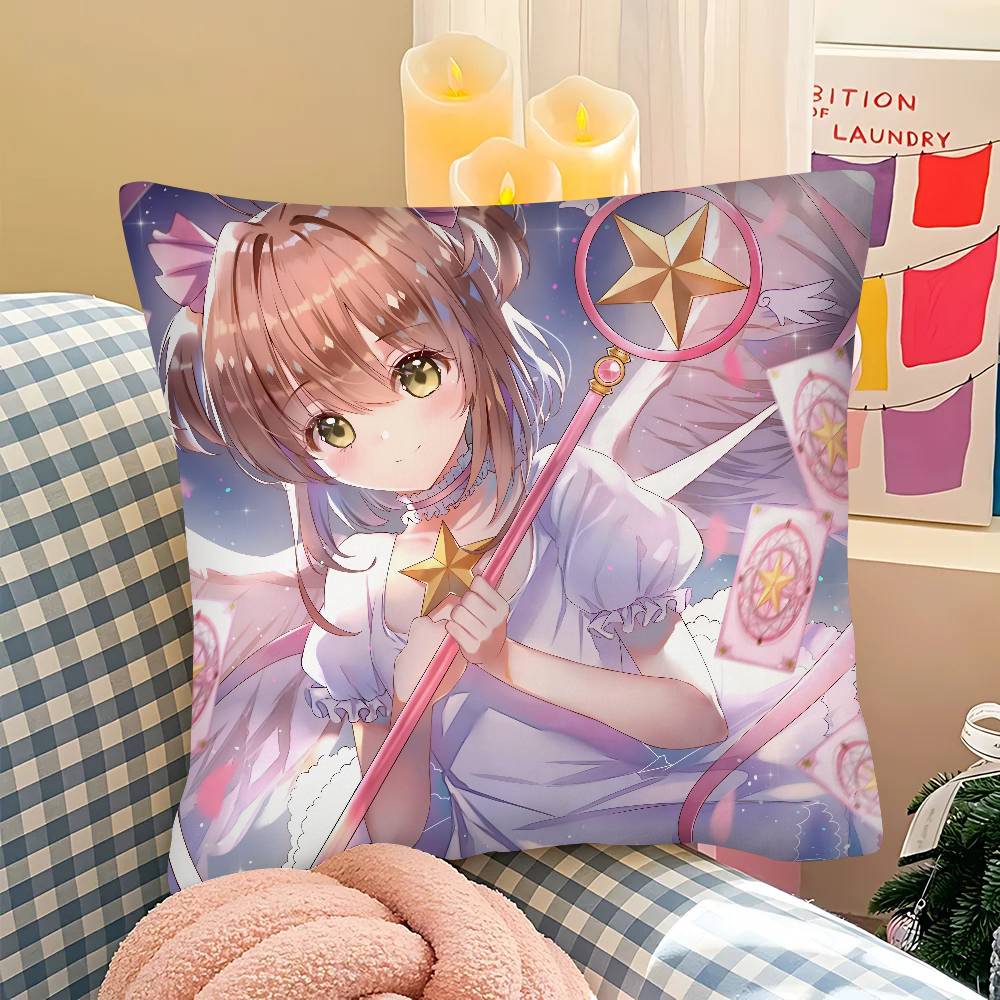 Anime Cardcaptor Sakura Pillow Case Square Pillow Bedroom Sofa Leisure Comfort Cushion Car Living Room Home Decoration