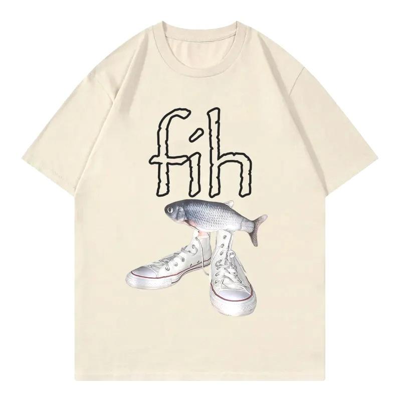 New Style Fih Shoes Graphic T Shirts Funny Misspelled Fish Meme T-shirtsWomen Casual Fashion Short Sleeve T-shirt