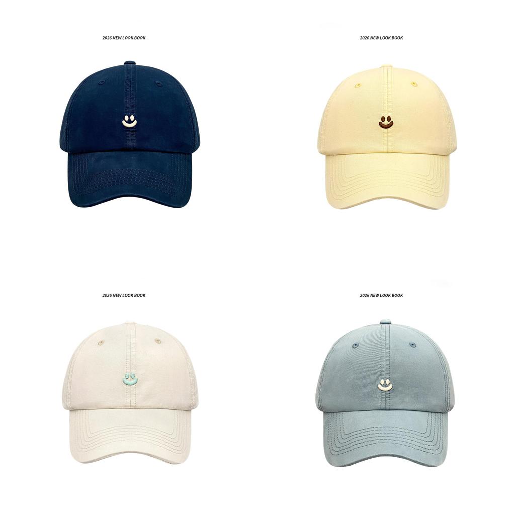 Cotton Baseball Cap With Embroidered Face Smile For Women And Men