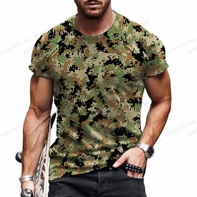 T-shirt mimetica da uomo T-shirt mimetica con stampa 3D T-shirt da uomo moda O-Collo T-shirt a maniche corte all'aperto T-shirt sportiva Top Tee Fitness