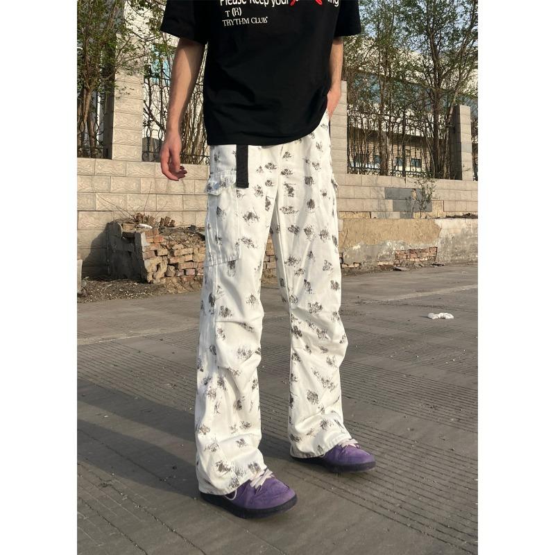 

Cleanfit джинсы с несколькими карманами, мужские, весенне-летняя атмосфера, брюки для лесозаготовок, прямые повседневные брюки 3XL белый