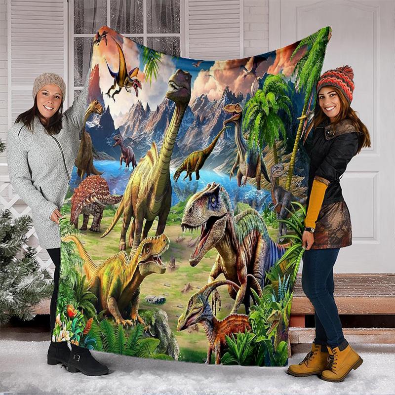 Dinosaur Adventure Blanket Perfect All Seasons Soft Comfortable Sofa Office Nap Travel Birthday Gift Christmas Present