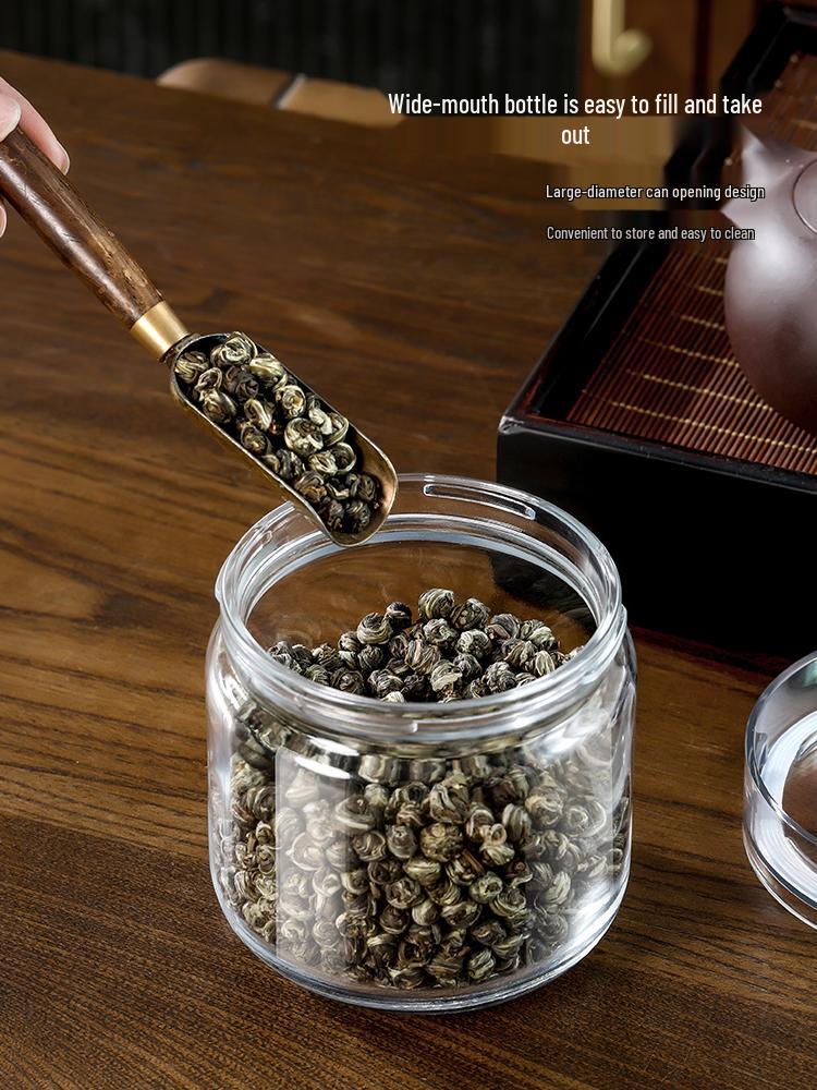 Transparent Glass Tea Storage Can - Moisture-Proof, Sealed Jar for Chrysanthemum & Dried Tangerine Peel