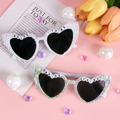 Bachelorette Party Bride To Be Pearl Sunglasses Heart Glasses Bridesmaid Bride Photo Prop Wedding Decoration Honeymoon Trip Gift