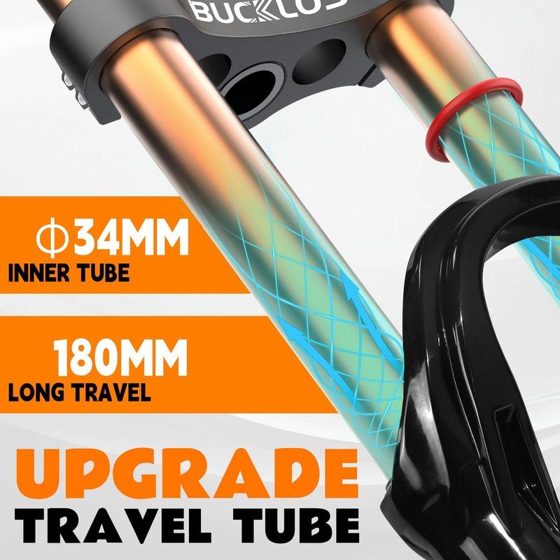 26 27.5 29 Zoll 34mm Bucklos Mountainbike Federgabel Schnellspanner Doppelschulter Innenrohr 175mm Federweg 9mm QR Ausfallende