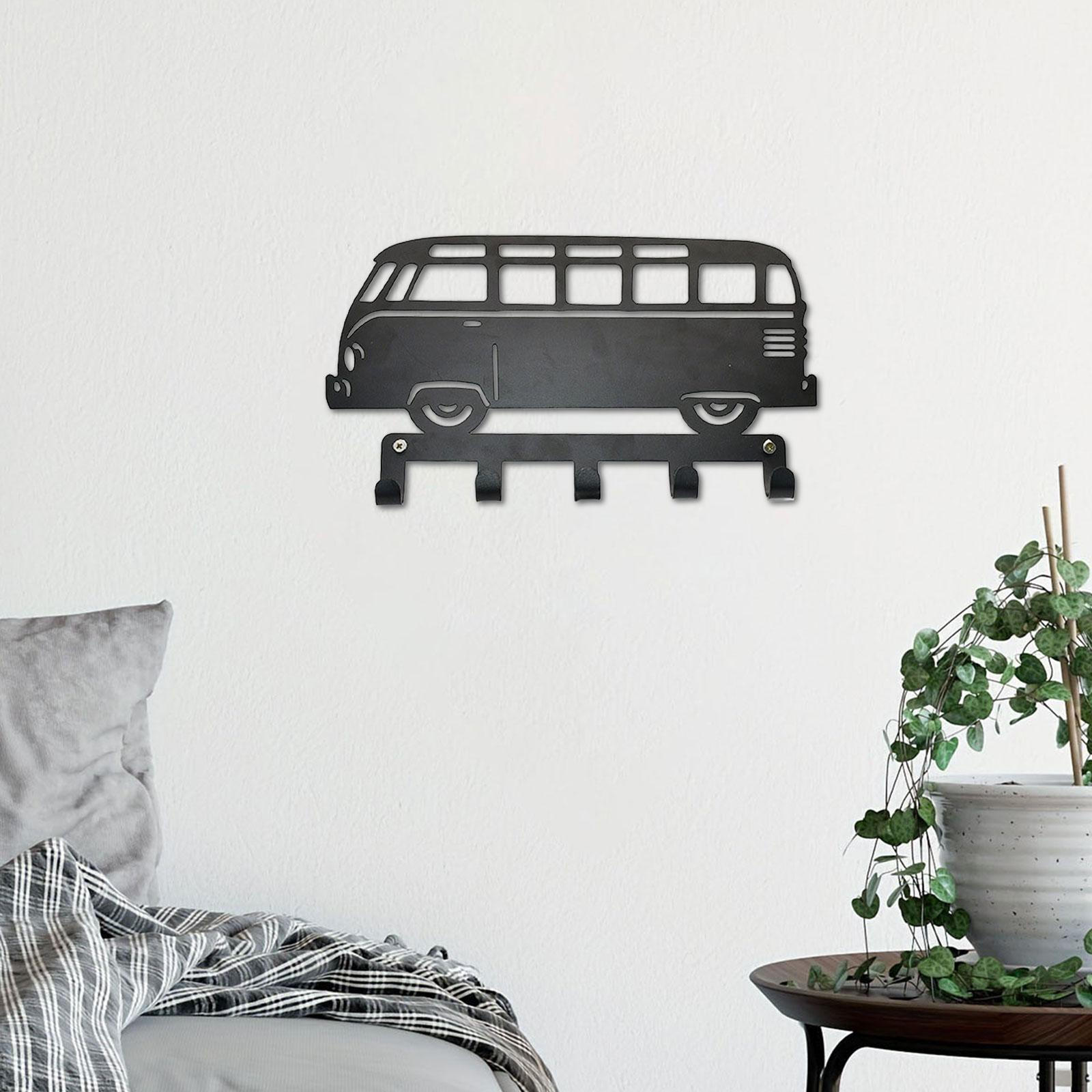 

Металлический Настенный Художественный Декор Черный с Крючками Ретро Декоративный Минималистичный Железный Украшенный Знак для 30.5x2x17cm_bus