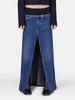 Retro Hong Kong Style Low-Waist Straight Denim Skirt with Front Slit and Contrast Splicing - Women's 2025 Spring Collection