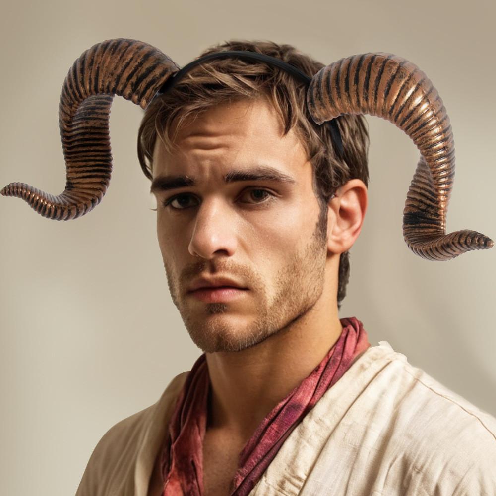 Zahnuté rohy Ovčí čelenka Cosplay doplňky Halloweenský festival Dárek Párty