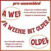 A Weenie Bit Older Banner - Hot Dog Birthday Decor, Retro BBQ Cookout Theme Birthday Party Decorations Red Glitter