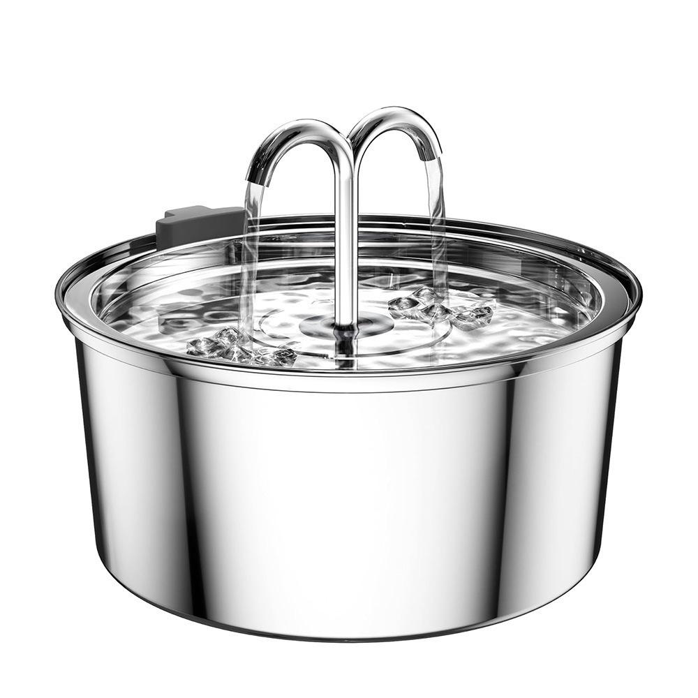 

Stainless Steel Dual Port 3.2L Pet Water Fountain for Cats and Dogs No Adapter - USB Interface