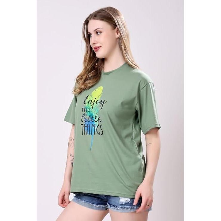 Women’s Loose Fit Printed Oversized Cotton Blend Breathable T-Shirt Pack of 2