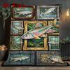 Fish Art Collection 2D Flat Pattern Flannel Blanket, High Quality All Seasons, Home Decor, Warmth and Comfort, Perfect for Christmas Gifts.